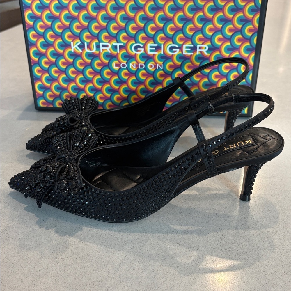 Kurt Geiger Belgravia bow crystal slip on - Picture 3 of 6